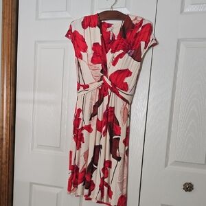 Soma Red and Cream Floral Mini Dress